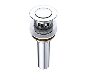 Durovin Bathrooms Push Pop Up Chrome Basin Waste Plug - Slotted Suitable for Sink with Overflow - Inner Round Push Button (PU02)