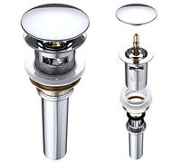 Durovin Bathrooms Push Pop Up Chrome Basin Waste Plug - Slotted Suitable for Sink with Overflow - Rising Round Push Button (PU04)