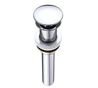 Durovin Bathrooms Push Pop Up Chrome Basin Waste Plug - Unslotted Suitable for Sink Without Overflow - Rising Round Push Button (PU01)