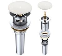 Durovin Bathrooms Push Pop Up Sink Waste Plug - Slotted Suitable For Basin With Overflow - Rising Round Ceramic Push Button