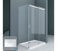 Durovin Bathrooms Rectangular 1000X1000mm Frameless Sliding Shower Enclosure & Shower Tray
