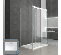 Durovin Bathrooms Rectangular 1100X800mm U Shape Framless Shower Enclosure With Shower Tray