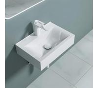 Durovin Bathrooms Rectangular 450 x 305mm (WXD) Ceramic Basin - Wall Hung or Counter Top Mount Sink - Single Tap Hole Without Overflow