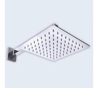 Durovin Bathrooms Stainless Steel Shower Head Silver Chrome Finish Rainfall Effect - 200 X 200 mm - Ultra Thin Design - Square