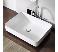 Durovin Bathrooms Stone Resin Bathroom Basin, Ultra Thin Rim No Tap Hole, 550 X 400 Countertop Mount, Rectangular