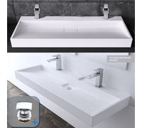Durovin Bathrooms Stone Resin Bathroom Basin - Wall Hung Or Countertop Basin Sink - 1200 X 460mm (Wxd) With Square Waste
