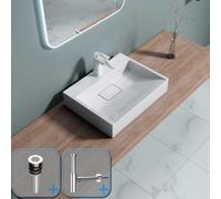 Durovin Bathrooms Stone Resin Bathroom Basin Wall Hung Or Countertop Basin Sink 500 X 380mm(Wxd)&filter Waste&round Bottle