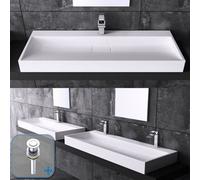 Durovin Bathrooms Stone Resin Bathroom Basin - Wall Hung Or Countertop Basin Sink - 600 X 380mm (Wxd) With Pop Up Waste Plug