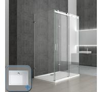 Durovin Bathrooms U Shape Framless Shower Enclosure Sliding Door&2Xside Screen 8mm Safety Clear Glass With Shower Tray 1200X1000mm