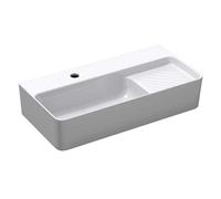 Durovin Bathrooms Wall Hung Or Counter Top Ceramic Basin - Single Faucet Hole With Drainboard - Rectangular 450 X 305mm