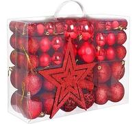 Durratou 101Pcs Red Christmas Ball Ornaments, Decorative Baubles Hanging for