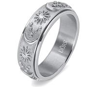 DURSI Sun Moon Star Anxiety Ring for Men Women Stainless Steel Swivel Engagement Wedding Band Ring 8mm, 9 UK, Metal, Sandstone
