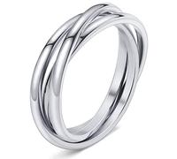 DURSI Trinity Interlocked Rolling Triple Ring for Women Girls Kids, Stainless Steel Cross Stacking Puzzle Ring for Fidget Anxiety, Minimalist Promise Engagement Wedding Ring, 7 UK, Metal, sandstone