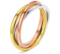 DURSI Trinity Interlocked Rolling Triple Ring for Women Girls Kids, Stainless Steel Cross Stacking Puzzle Ring for Fidget Anxiety, Rose Gold, Size 12 )