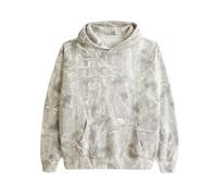 DURUNUL Women Camo Hoodies Maple Leaf Oversized Fleece Hooded Sweatshirt Loose Long Sleeve Pullover Top with Pocket Couple, Khaki Grey, Large