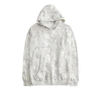 DURUNUL Women Camo Hoodies Maple Leaf Oversized Fleece Hooded Sweatshirt Loose Long Sleeve Pullover Top with Pocket Couple, Grey White, Large