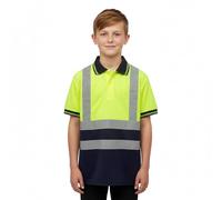 DURUS WORKWEAR Kids Hi-Vis Polo Top - High Visibility Two-Tone Polo Shirt with Reflective Tape, Breathable Cool-Dry Polyester