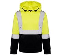 DURUS WORKWEAR Kids Unisex Reflective Safety Workwear Camping Cycling Sweatshirt Hi Vis Hoodie Yellow/Navy, 9-10 Years (AV001)