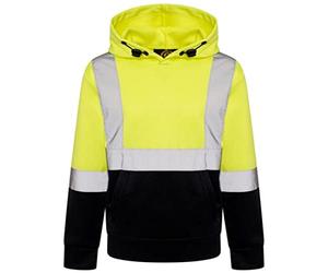 DURUS WORKWEAR Kids Unisex Reflective Safety Workwear Camping Cycling Sweatshirt Hi Vis Hoodie Yellow/Navy, 9-10 Years (AV001)