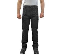 DURUS WORKWEAR Mens Durable Water Repellant Work Action Trousers with Knee Pad Pockets YKK Zip Black