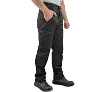DURUS WORKWEAR Mens Durable Water Repellant Work Action Trousers with Knee Pad Pockets YKK Zip Black