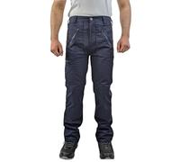 DURUS WORKWEAR Mens Durable Water Repellant Work Action Trousers with Knee Pad Pockets YKK Zip Navy