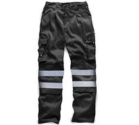 DURUS WORKWEAR Mens Hi Vis Viz Plain & 2 Tone Polycotton Safety Work Trousers EN471 Class 1 Black