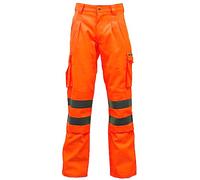 DURUS WORKWEAR Mens Hi Vis Viz Plain & 2 Tone Polycotton Safety Work Trousers EN471 Class 1 Orange