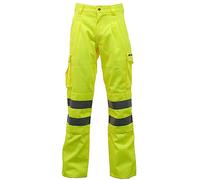 DURUS WORKWEAR Mens Hi Vis Viz Plain & 2 Tone Polycotton Safety Work Trousers EN471 Class 1 Yellow