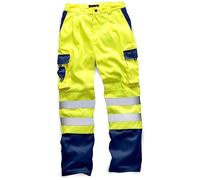 DURUS WORKWEAR Mens Hi Vis Viz Plain & 2 Tone Polycotton Safety Work Trousers EN471 Class 1 Yellow/Navy