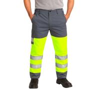 DURUS WORKWEAR Workwear Hi Vis Visibility Polycotton Cargo Work Trousers | Plain & 2Tone Safety Pants - Short Regular & Tall Leg Length Options Yellow/Grey