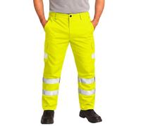 DURUS WORKWEAR Workwear Hi Vis Visibility Polycotton Cargo Work Trousers | Plain & 2Tone Safety Pants - Short Regular & Tall Leg Length Options Yellow