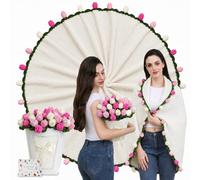 Duryeo Tulip Crochet Flower Bouquet Blanket, Handmade Knitted Throw Blanket
