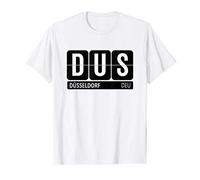 DUS Dusseldorf Germany Travel Souvenir White Text T-Shirt