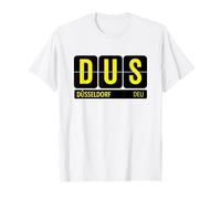 DUS Dusseldorf Germany Travel Souvenir Yellow Text T-Shirt