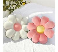 Duscdesp 2 Pcs Flower Pillow,Cute Pillows Floor Cushion 48cm Flower Cushion,Floor Pillow Floor Cushions for Kids Girls,Aesthetic Room Sofa Chair Decor (Pink+White, 48CM)