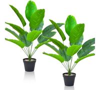 Duscdesp 2PCS Artificial Plants Indoor, Large Monstera Plant Tree Fake Plants Palm Plants In Pot,Tall Artificial Plants Outdoor Faux Plants Home Garden Office Decor Banana Plant (2PCS Banana)