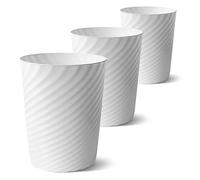 Duscdesp 3 Pack Plastic Waste Paper Bin,8L Stripe Trash Can,Minimalist Uncovered Small Bin,Round Waste Paper Basket for Kitchen Bathroom Bedroom Office Toilet (3 Pack White)
