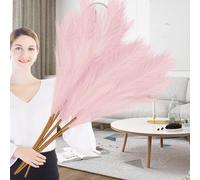 Duscdesp 43'/110cm Pampas Grass Artificial - 6 Pcs Tall Fluffy Faux Pampas for Floor Vases,Wedding & Living Room Boho Decor (Pink)