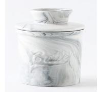 Duscdesp Butter Dish with Lid,Butter Dish with Lid Ceramic,Butter Crock for Spreadable Butter French Butter Dish Suitable for Home (Marble & 10CM)