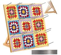 Duscdesp Crochet Blocking Board and 20 Pins,11 inch Granny Square Blocking Board for Crochet and Knitting,Wooden Crochet Blocking Mats,Crochet Accessories for Gifts