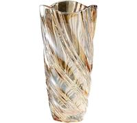 Duscdesp Glass Vases For Flowers,9.5in Tall Crystal Vase Large Amber Flower Vase,Glass Flower Bouquet Vase,Personalised Glass Vases for Flowers Home Decor Wedding Gifts(Amber)