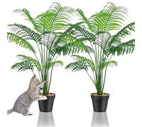 Duscdesp Set of 2 Artificial Plants Indoor Decorative Tall Artificial Plants Large Palm Tree Fake Plants Plastic Tree Faux Plants for Indoors Office Home Outdoor Decor (Artificial Yellow Palm 2Pcs)