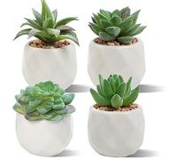 Duscdesp Set of 4 Fake Plants Artificial Succulent Plants, Green Faux Plants for Indoors, Artificial Plants Indoor Plastic Plants Desk Plant Green Accessories for Bathroom Office Decor, Green