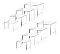 Duscdesp Set of 8 Acrylic Display Stand Acrylic Shelves Display Risers Crystal Display Shelf, Cupcake Stand Dessert Candy Riser Doll Stands Perfume Stand Action Figure Stands (Large Size 8 Pieces)