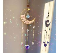 Duscdesp Sun Catchers for Windows,Hanging Crystal Suncatcher,Crystal Ornaments Stained Glass Crystals Gifts for Women Suncatchers for Window Garden Decorations (Pink)