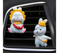 DUSCOKE 2PCS Cute Rabbit Car Air Fresheners Vent Clip, Cartoon Car Dashboard Air Vent Trim Clips, Auto Conditioning Outlet Clip, Vehicle Interior Decoration Accessories for Women (Not Move/Look)
