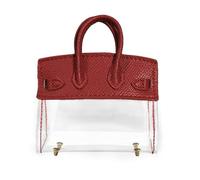 DUSCOKE Mini Creative Handbag Car Key Case, Exquisite Transparent Key Chain Holder Bag, Cute Key Fob Keychain Case Small Handbag for Woman Girl (Red)