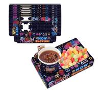 Dusenly 12pcs Neon Snack Trays Boxes Holder - Disposable Movie Night Snack Trays Popcorn Food Drink Holder for Cinema, Birthday Party Decorations