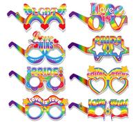 Dusenly 16pcs Rainbow Gay Pride Paper Glasses LGBT Gay Pride Glasses Rainbow Party Photo Booth Props Fancy Dress Costume Accessories